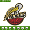 Orleans Pelicans design embroidery design, NBA embroidery, Sport embroidery, Embroidery design, Logo sport embroidery..jpg