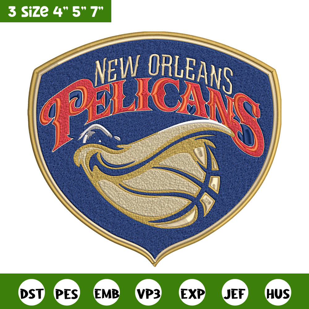 Orleans Pelicans design embroidery design, NBA embroidery, Sport embroidery, Embroidery design, Logo sport embroidery.jpg