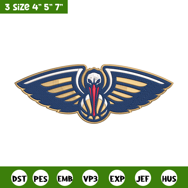 Orleans Pelicans logo embroidery design, NBA embroidery, Sport embroidery, Embroidery design, Logo sport embroidery.jpg