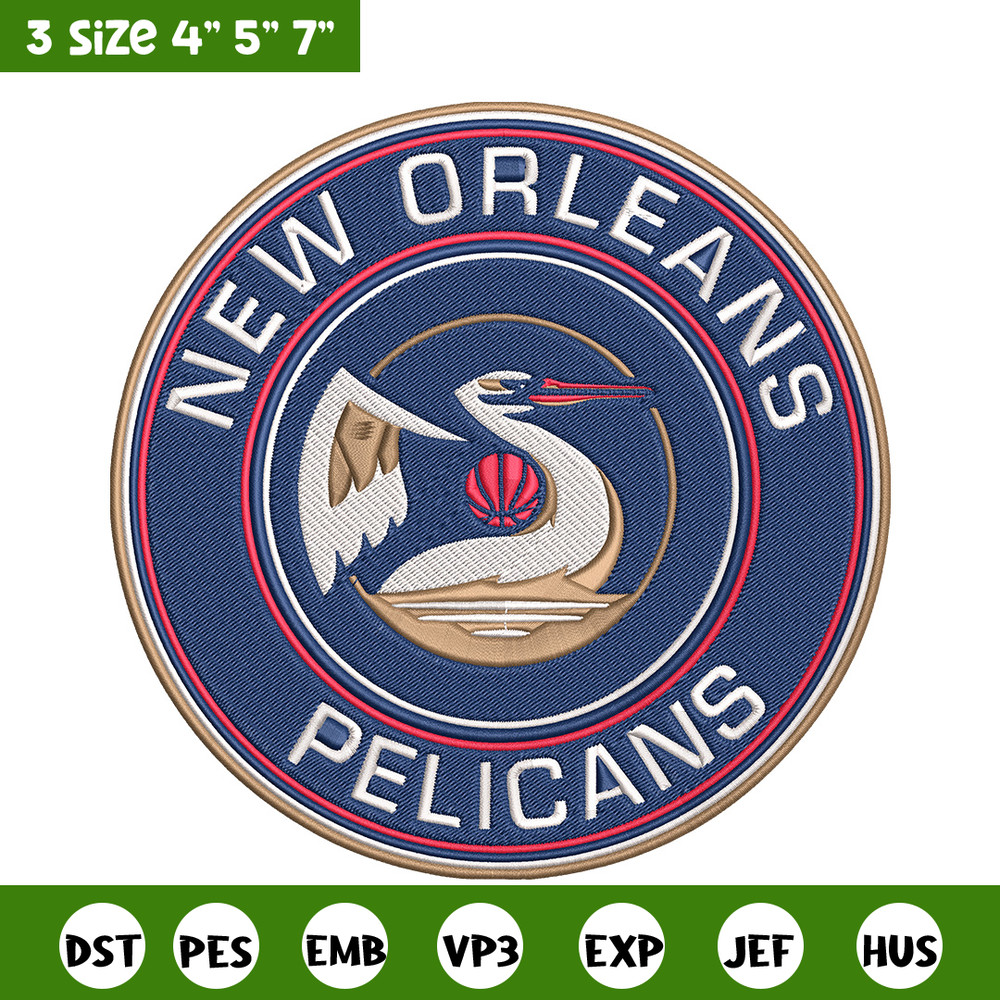 Orleans Pelicans logo embroidery design, NBA embroidery, Sport embroidery, Logo sport embroidery, Embroidery design..jpg