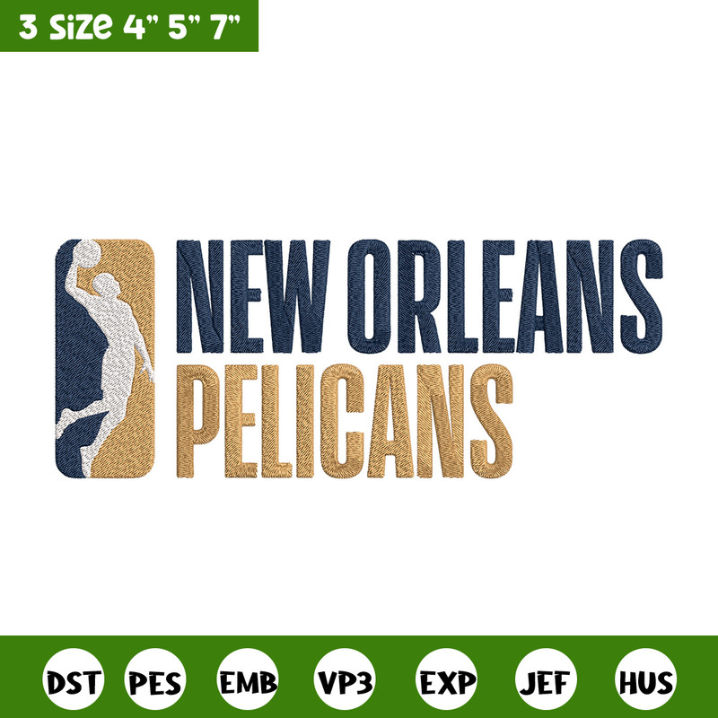 Orleans Pelicans logo embroidery design, NBA embroidery, Sport embroidery,Embroidery design,Logo sport embroidery.jpg