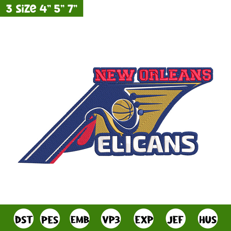 Orleans Pelicans logo embroidery design, NBA embroidery,Sport embroidery, Logo sport embroidery,Embroidery design..jpg