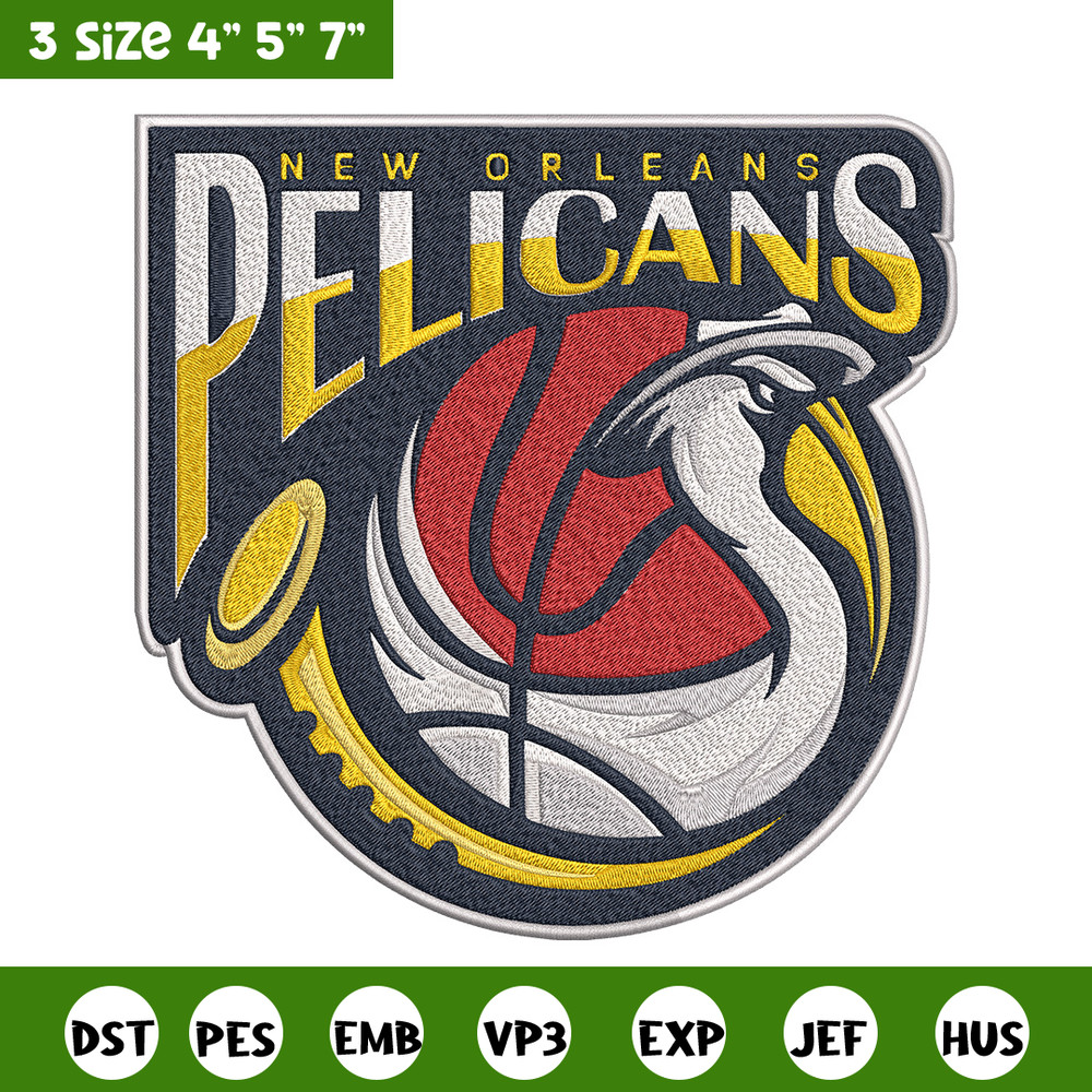 Orleans Pelicans logo embroidery design, NBA embroidery,Sport embroidery,Embroidery design,Logo sport embroidery.jpg
