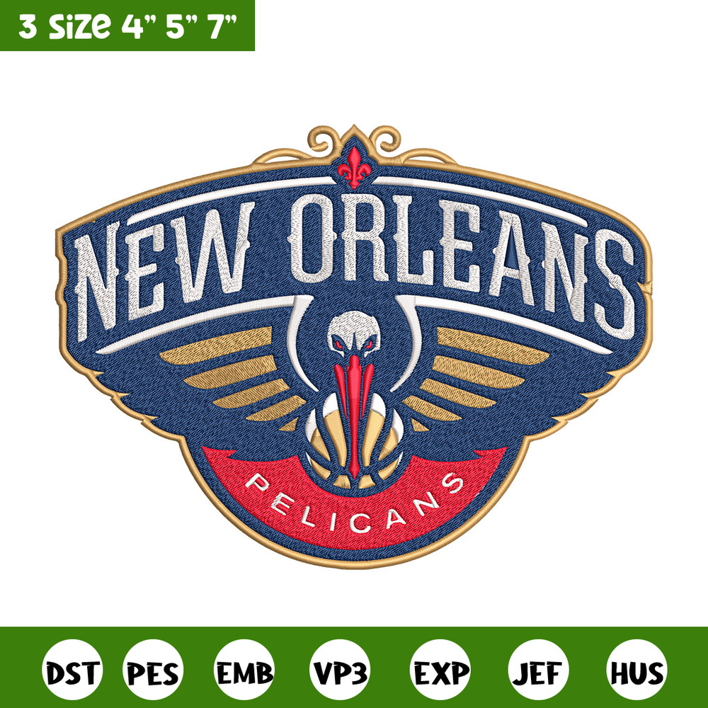 Orleans Pelicans logo embroidery design,NBA embroidery, Sport embroidery, Embroidery design, Logo sport embroidery..jpg