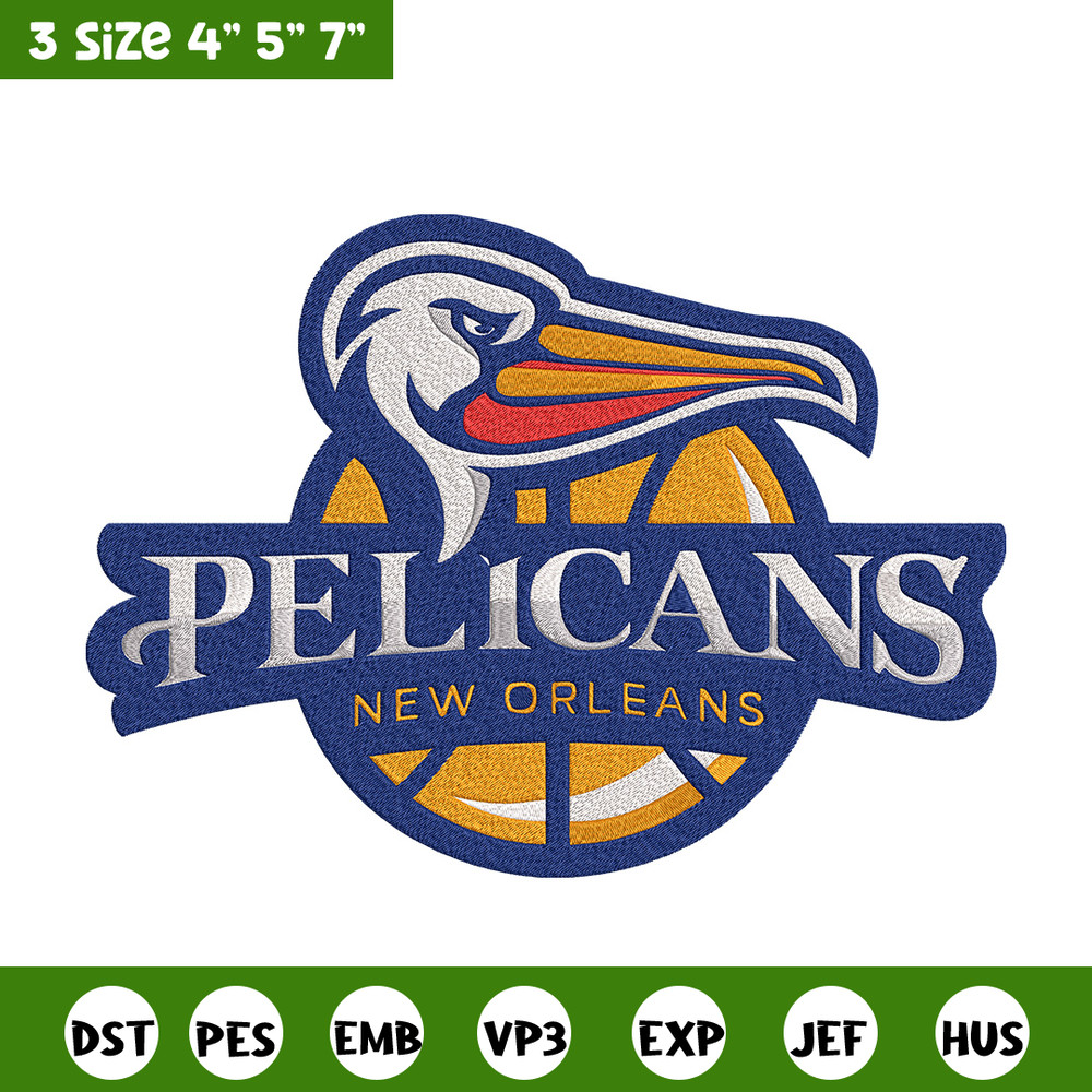 Orleans Pelicans logo embroidery design,NBA embroidery,Sport embroidery,Embroidery design,Logo sport embroidery.jpg