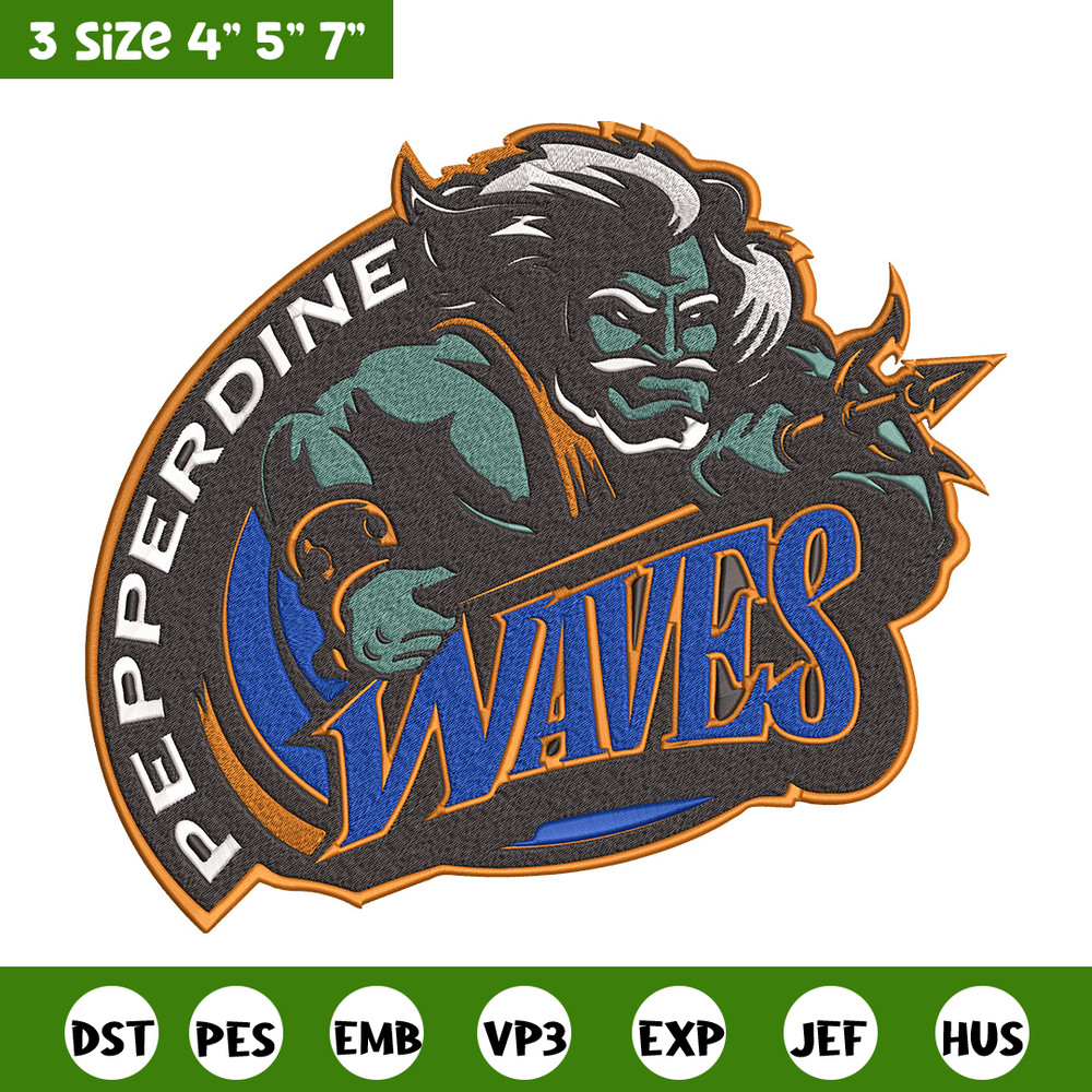 Pepperdine Waves logo embroidery design,NCAA embroidery,Sport embroidery,logo sport embroidery,Embroidery design.jpg