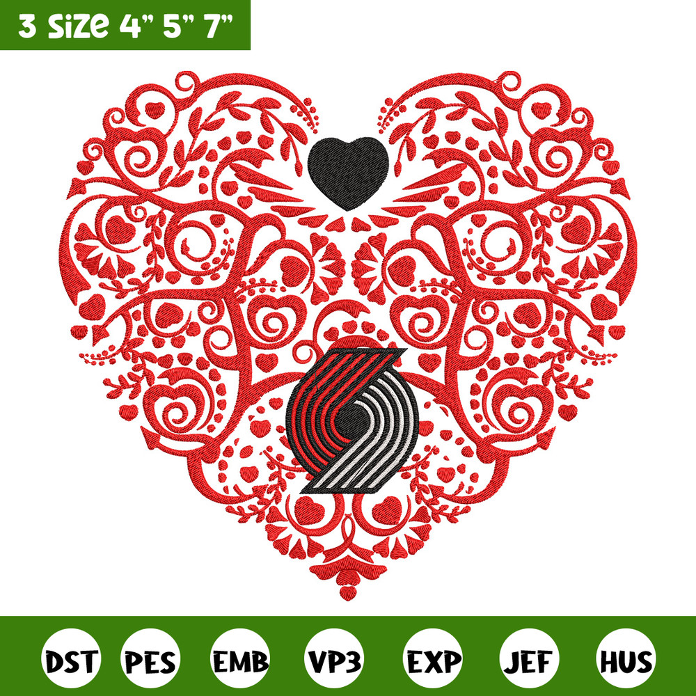 Portland Trail Blazers heart embroidery design,NBA embroidery,Sport embroidery,Embroidery design, Logo sport embroidery.jpg