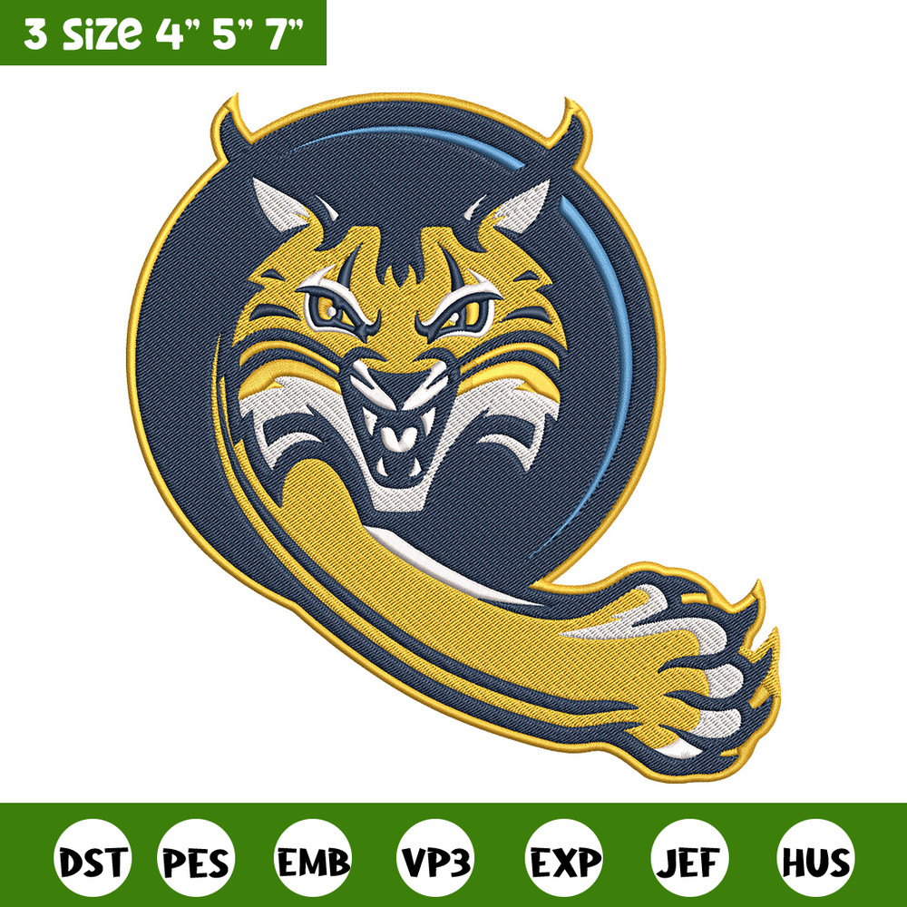 Quinnipiac Bobcats cat embroidery design, NCAA embroidery, Sport embroidery, logo sport embroidery, Embroidery design.jpg