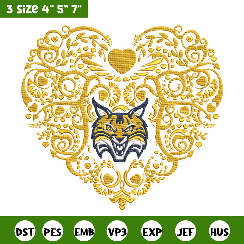 Quinnipiac Bobcats heart embroidery design, Sport embroidery, logo sport embroidery, Embroidery design,NCAA embroidery.jpg
