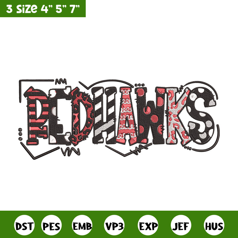 Red hawks logo embroidery design, Sport embroidery, logo sport embroidery, Embroidery design,NCAA embroidery.jpg