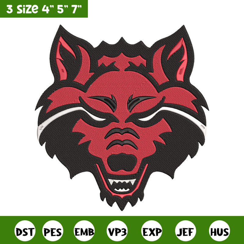 Red Wolves logo embroidery design, NCAA embroidery,Sport embroidery,Logo sport embroidery,Embroidery design.jpg