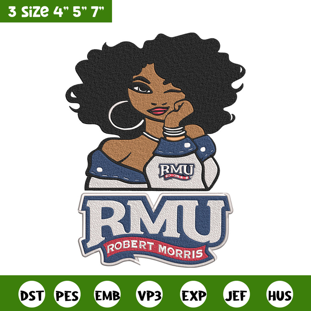 Robert Morris girl embroidery design, NCAA embroidery, Embroidery design, Logo sport embroidery,Sport embroidery..jpg