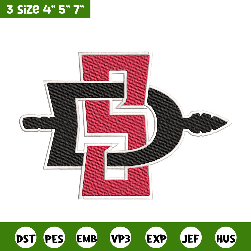 San Diego State logo embroidery design,NCAA embroidery,Sport embroidery, Logo sport embroidery, Embroidery design.jpg
