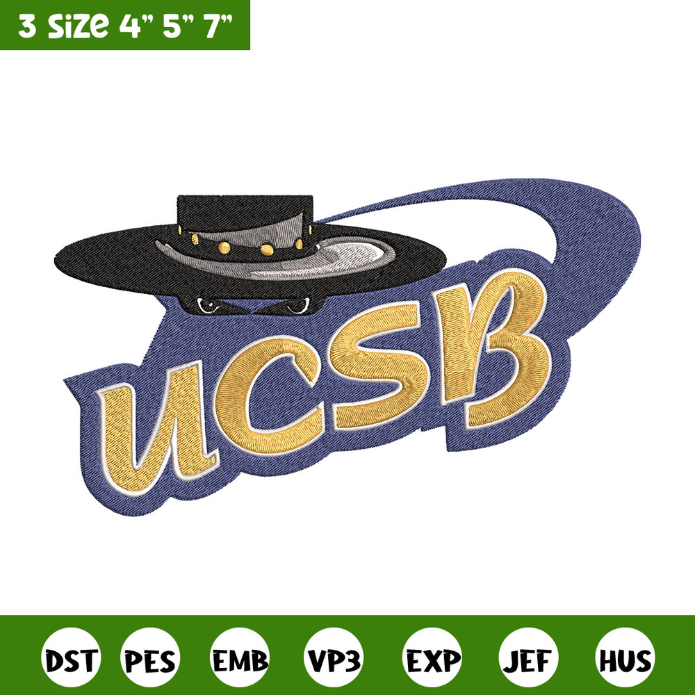 Santa Barbara logo embroidery design, NCAA embroidery, Sport embroidery,logo sport embroidery,Embroidery design..jpg