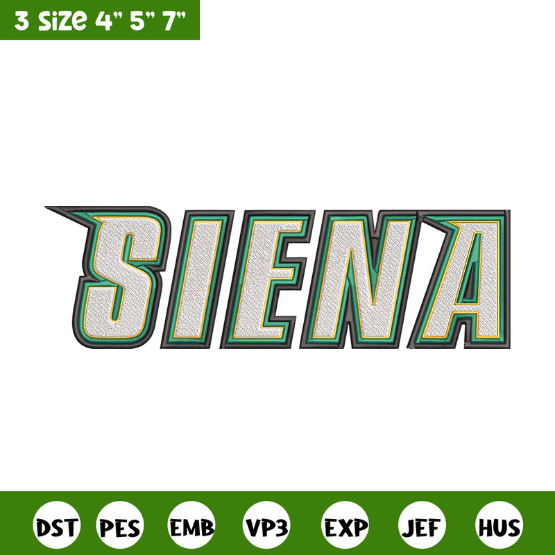 Siena College logo embroidery design, NCAA embroidery, Embroidery design,Logo sport embroidery,Sport embroidery.jpg