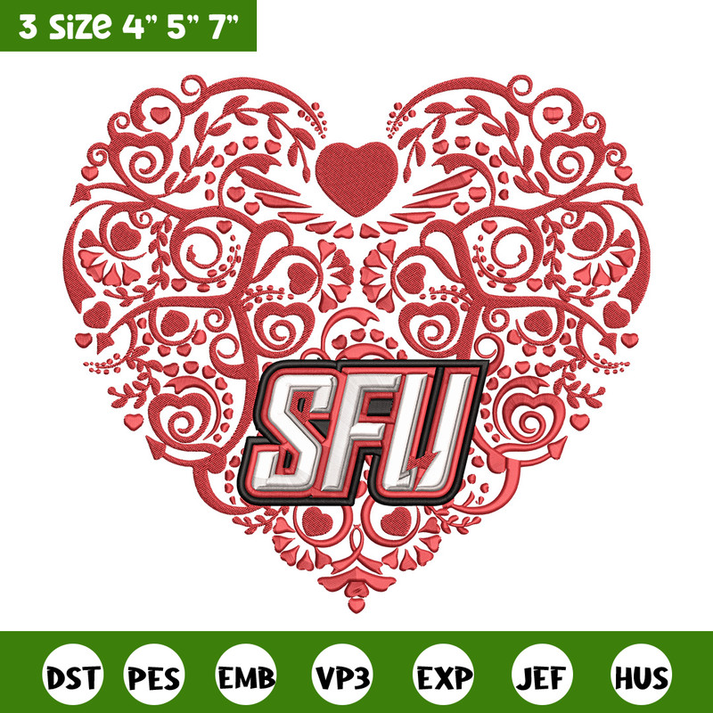 Simon Fraser heart embroidery design, NCAA embroidery, Embroidery design,Logo sport embroidery,Sport embroidery.jpg