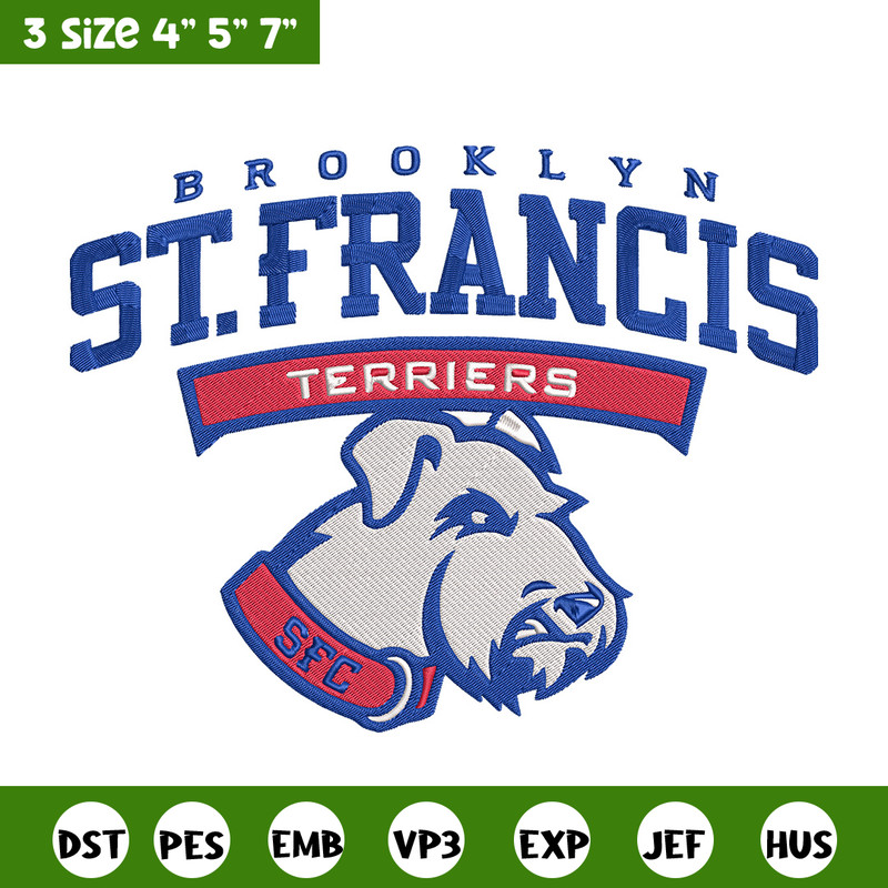 St. Francis Brooklyn Logo embroidery design, NCAA embroidery, Sport embroidery, logo sport embroidery, Embroidery design.jpg