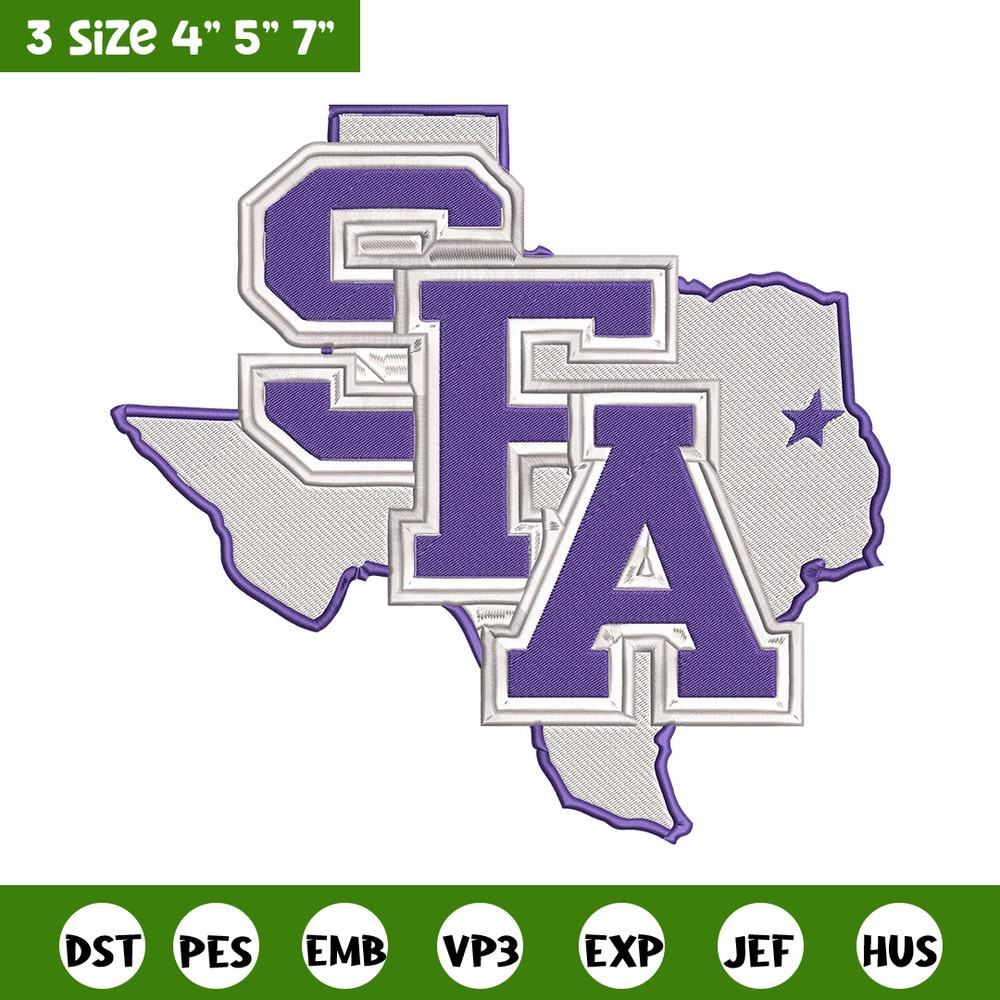 Stephen F. Austin logo embroidery design, NCAA embroidery, Sport embroidery, Embroidery design,Logo sport embroidery.jpg