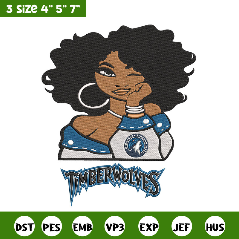Timberwolves girl embroidery design, NBA embroidery, Sport embroidery, Embroidery design,Logo sport embroidery.jpg