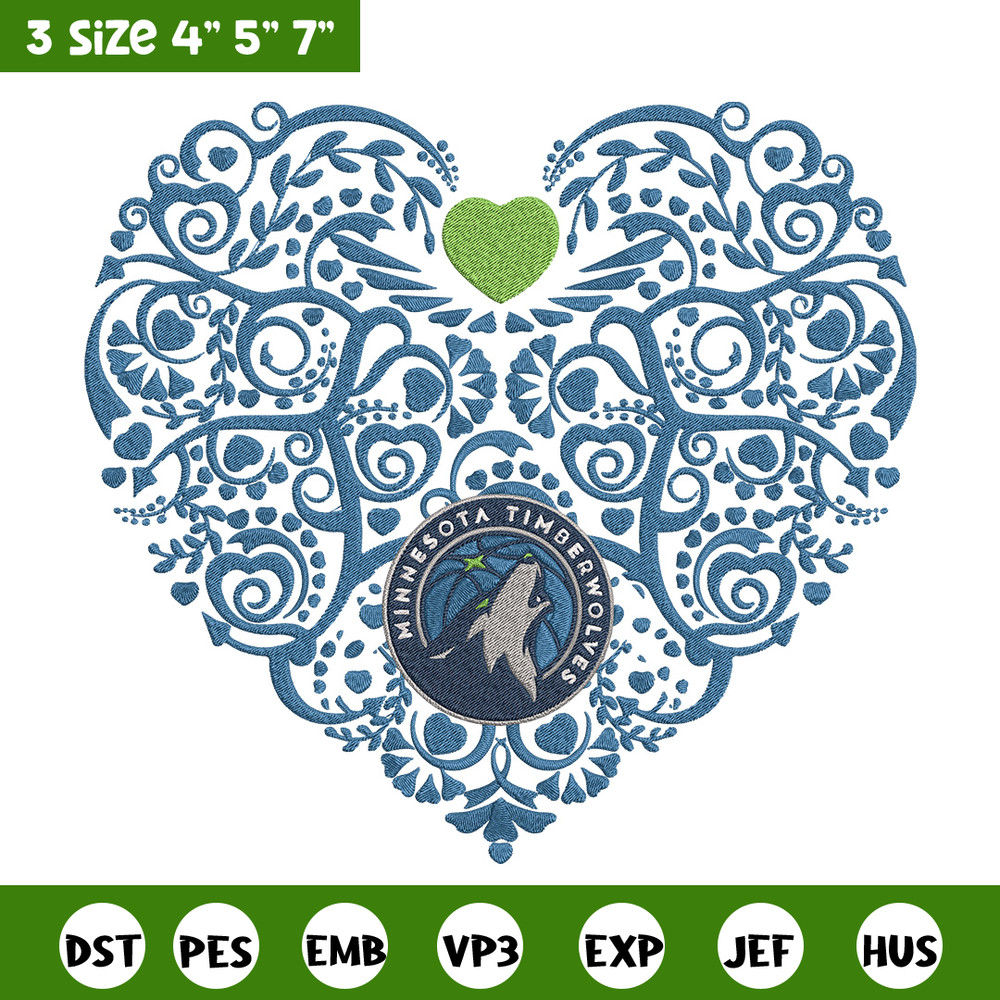 Timberwolves heart embroidery design, NBA embroidery, Sport embroidery, Embroidery design, Logo sport embroidery.jpg