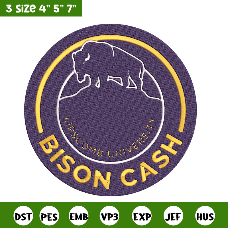 University Bison Cash logo embroidery design, NCAA embroidery, Embroidery design,Logo sport embroidery, Sport embroidery.jpg