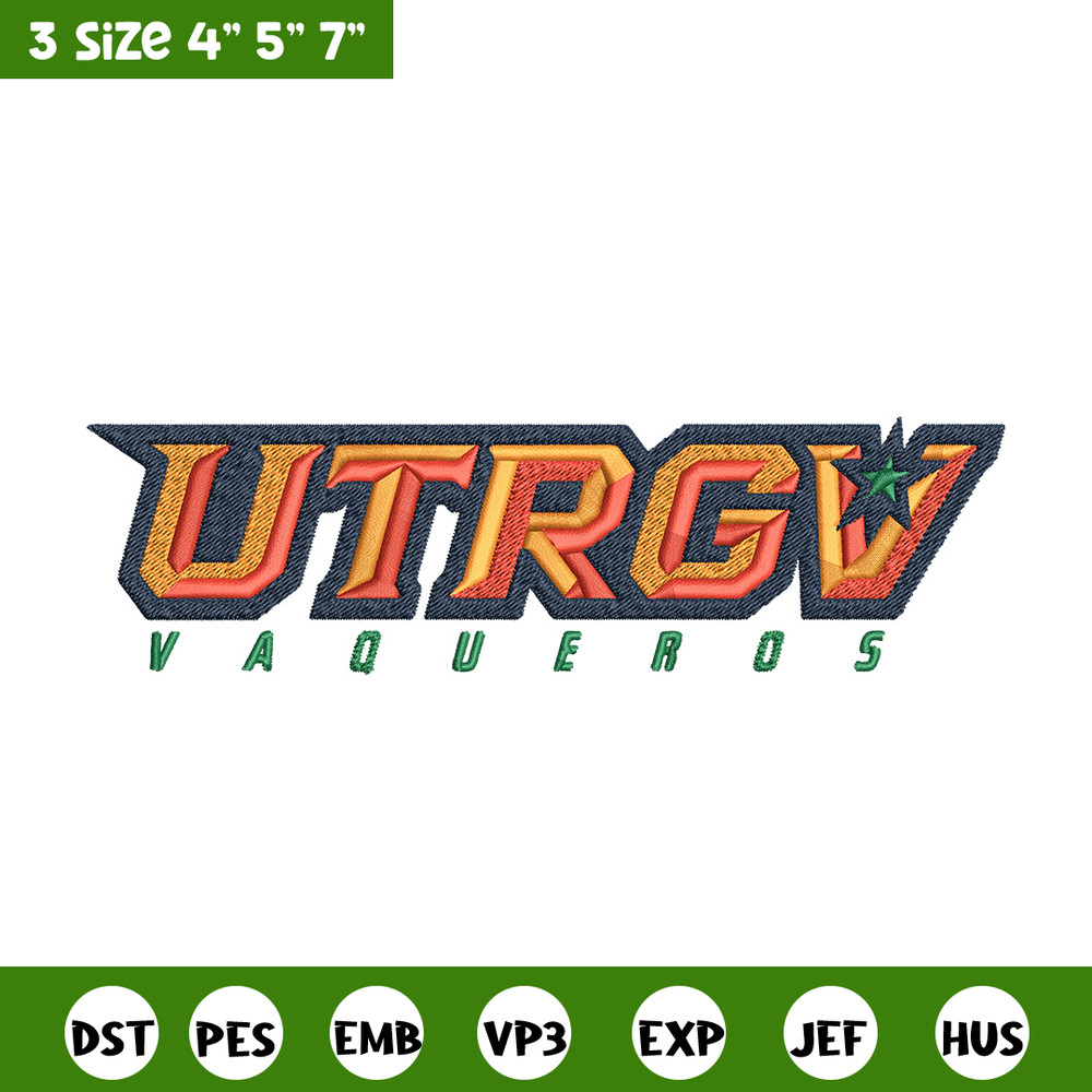 UTRGV logo embroidery design, NCAA embroidery, Sport embroidery, logo sport embroidery, Embroidery design.jpg