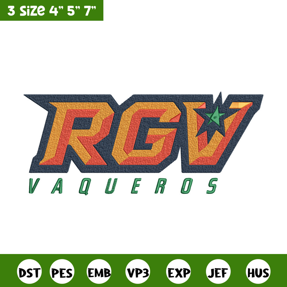 UTRGV Vaqueros logo embroidery design, NCAA embroidery, Sport embroidery, Embroidery design ,Logo sport embroidery..jpg