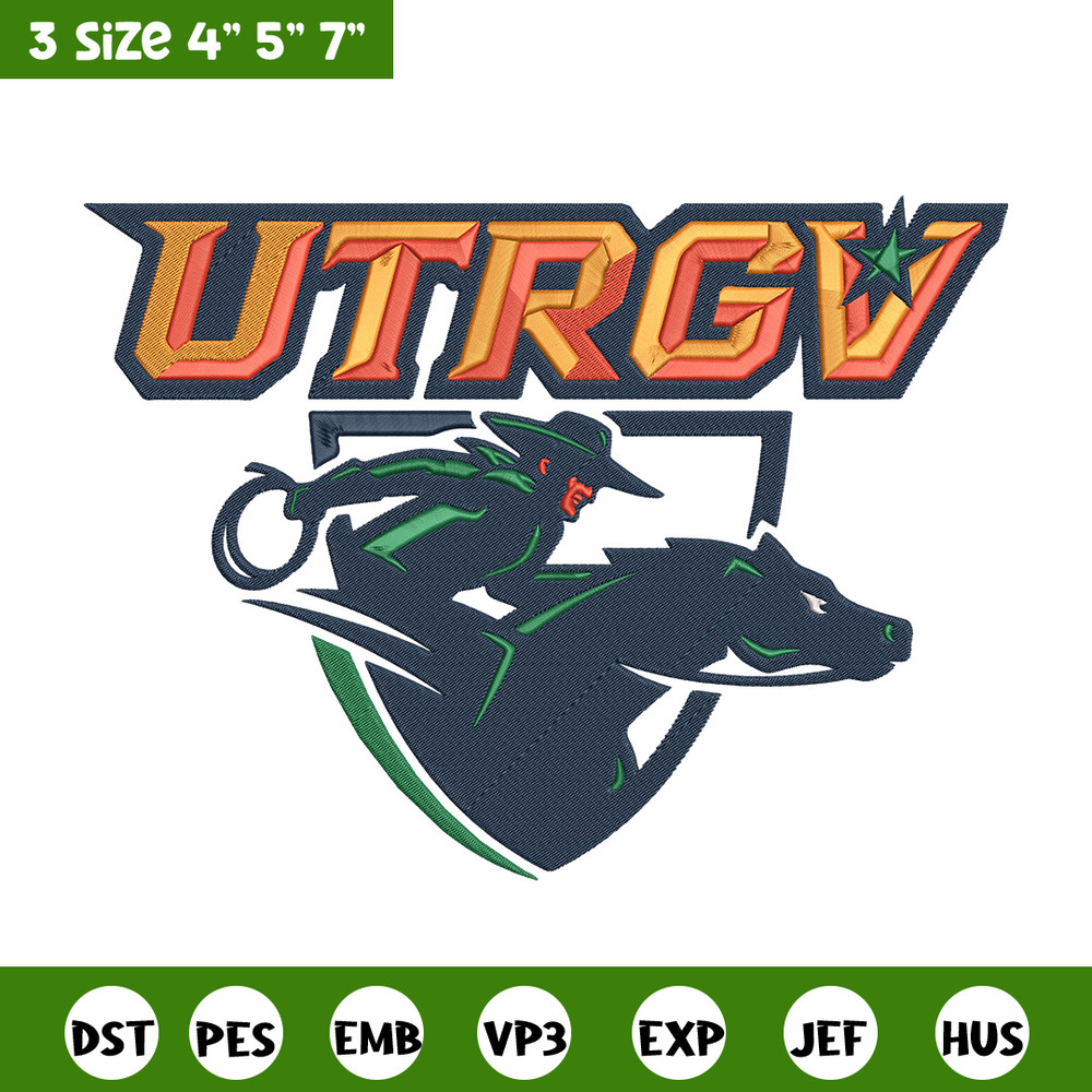 UTRGV Vaqueros logo embroidery design, NCAA embroidery, Sport embroidery,Logo sport embroidery,Embroidery design.jpg