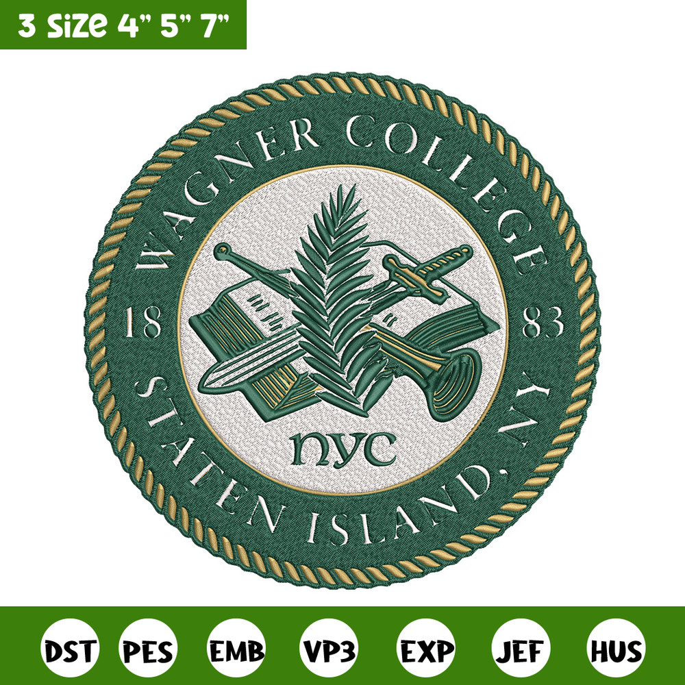 Wagner College logo embroidery design, NCAA embroidery, Embroidery design,Logo sport embroidery,Sport embroidery.jpg