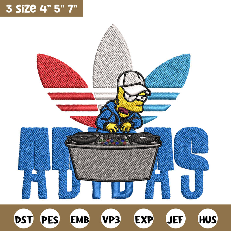 Bart dj adidas Embroidery Design, Adidas Embroidery, Brand Embroidery, Embroidery File, Logo shirt, Digital download.jpg