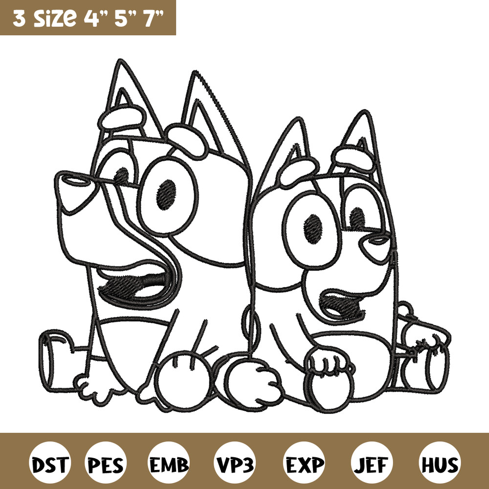 Bluey Bingo Coloring Pages Embroidery, Bluey Embroidery, Embroidery File, cartoon design, logo shirt, Digital download..jpg
