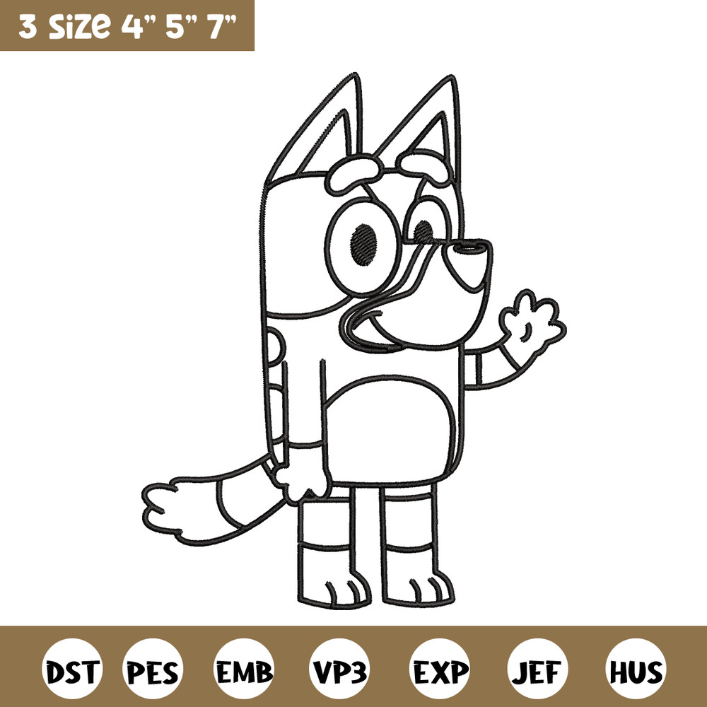 Bluey Coloring Pages Embroidery, Bluey Embroidery, Embroidery File, cartoon design, logo shirt, Digital download..jpg