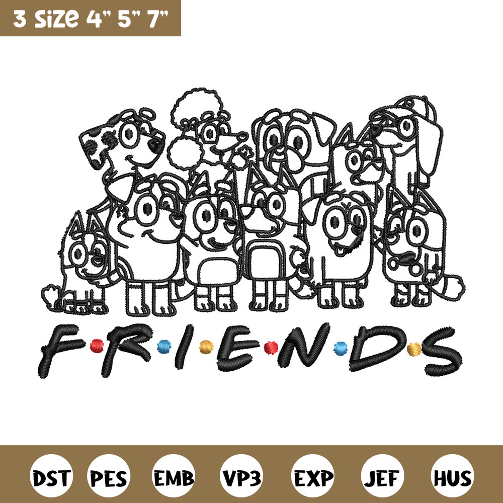 Bluey family Coloring Pages Embroidery, Bluey Embroidery, Embroidery File, cartoon design, logo shirt, Digital download..jpg