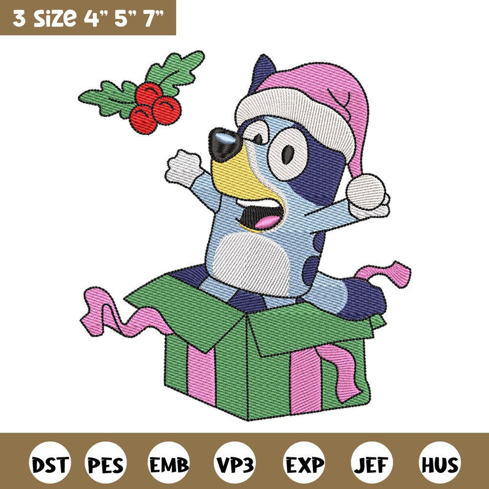 Bluey merry embroidery design, Bluey embroidery, Chrismas design, Embroidery file, Embroidery shirt, Digital download.jpg