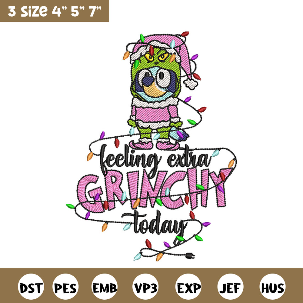 Bluey x grinch embroidery design, Bluey embroidery, Chrismas design, Embroidery file, Embroidery shirt, Digital download.jpg