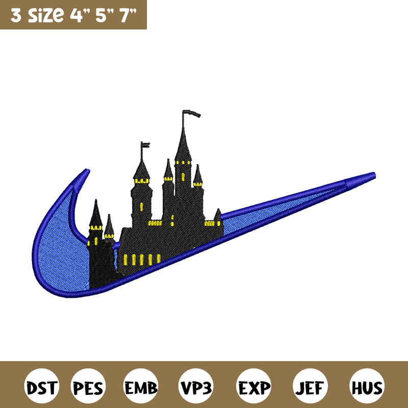 Castle Nike embroidery design, Castle embroidery, nike design, embroidery file, logo shirt, Digital download.jpg