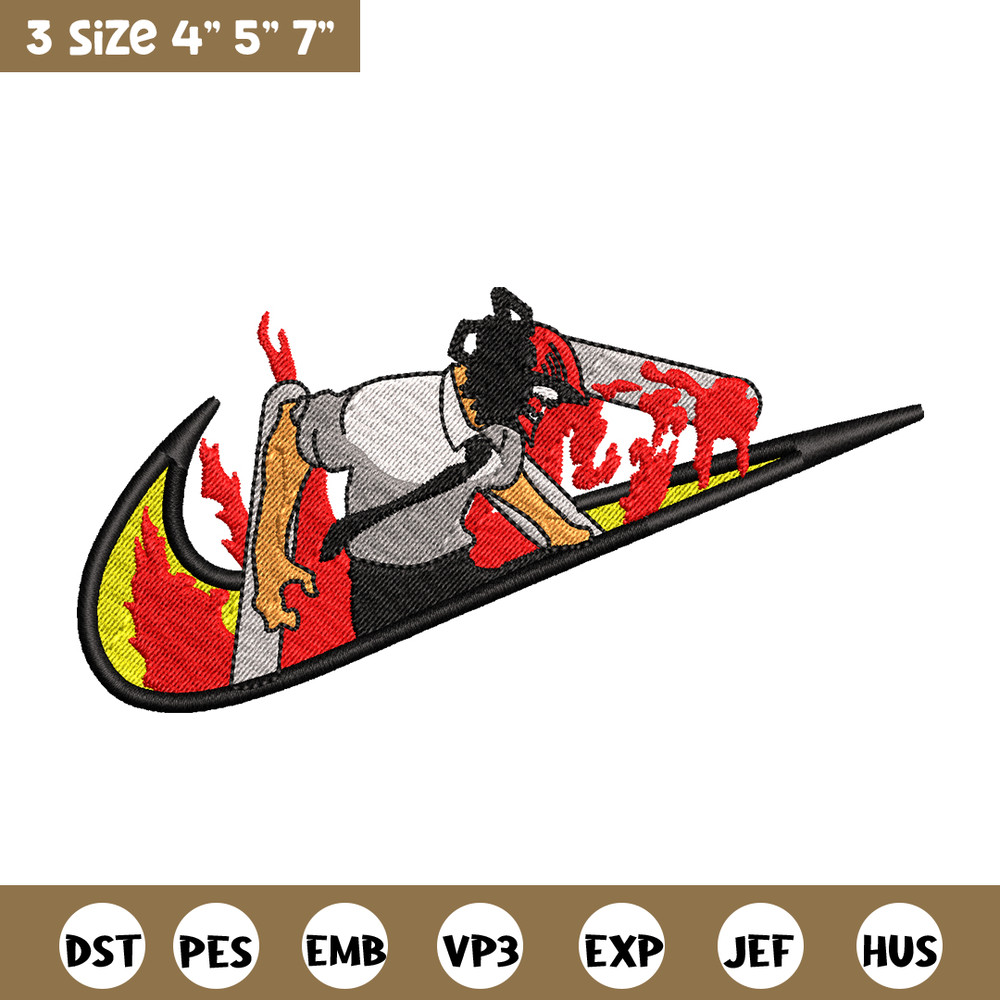 Chainsaw man Nike embroidery design, Chainsaw man embroidery, Nike design, anime design, anime shirt, Digital download.jpg