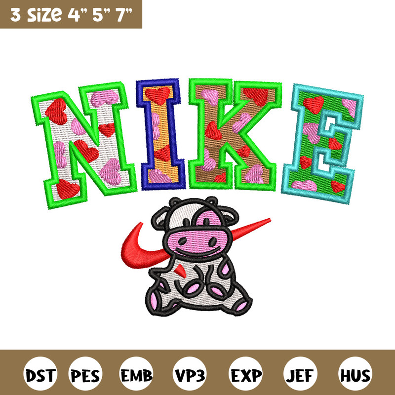 Cow color x nike embroidery design, Cow embroidery, Nike design, Embroidery shirt, Embroidery file, Digital download.jpg
