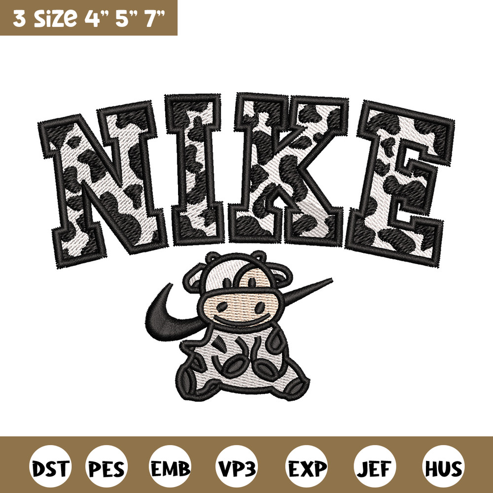 Dairy cow x nike embroidery design, Cow embroidery, Nike design, Embroidery shirt, Embroidery file, Digital download.jpg