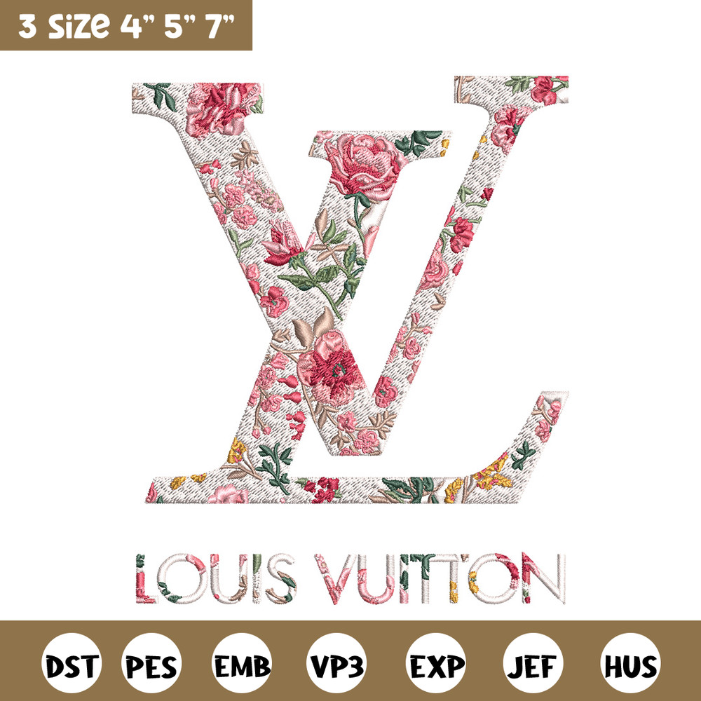 Flower louis vuitton Embroidery Design, Lv Embroidery, Embroidery File, Brand Embroidery, Logo shirt, Digital download.jpg