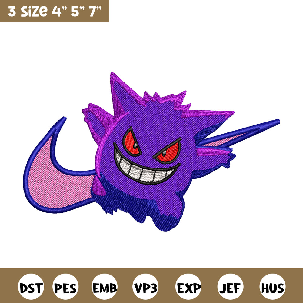Gengar Nike embroidery design, Pokemon embroidery, nike design, anime design, anime shirt, Digital download.jpg