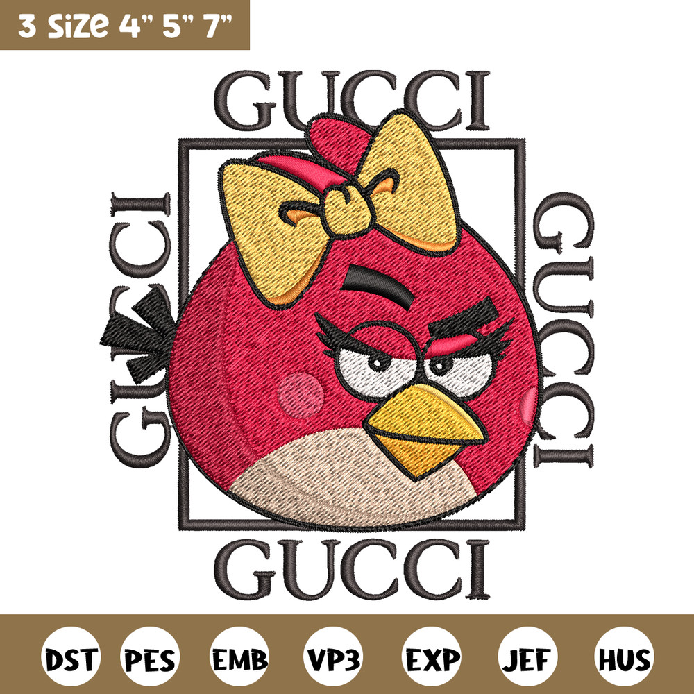 Girl Bird gucci Embroidery design, Angry Birds Embroidery, cartoon design, Embroidery File, logo shirt, Digital download.jpg