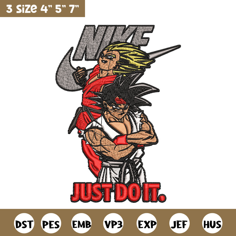 Goku and Vegeta Nike Embroidery design, Dragon ball Embroidery, Nike design, Embroidery file, Instant download..jpg
