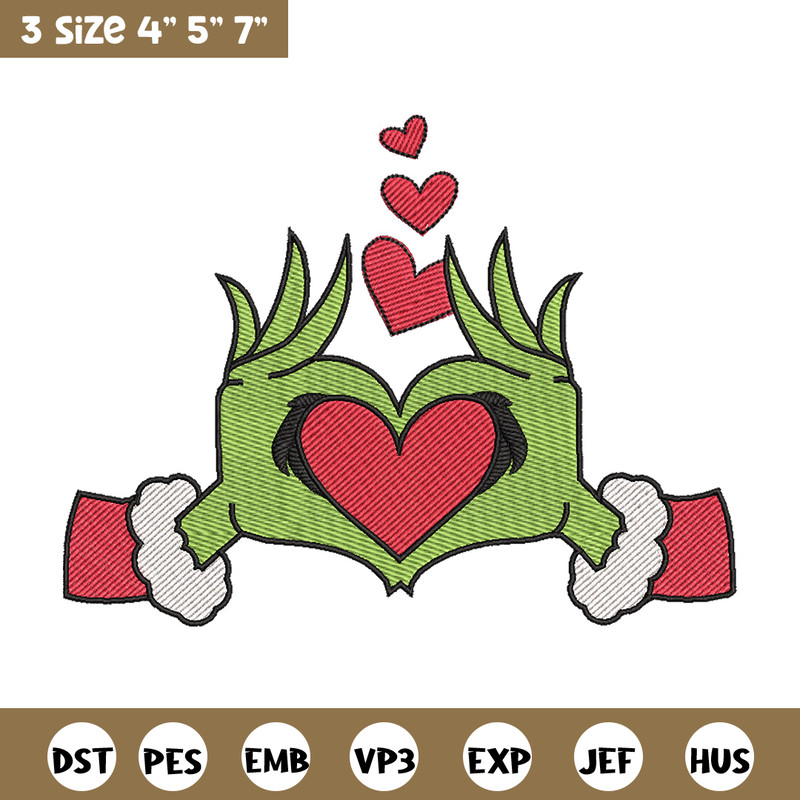 Grinch love embroidery design, Grinch embroidery, Chrismas design, Embroidery shirt, Embroidery file, Digital download.jpg