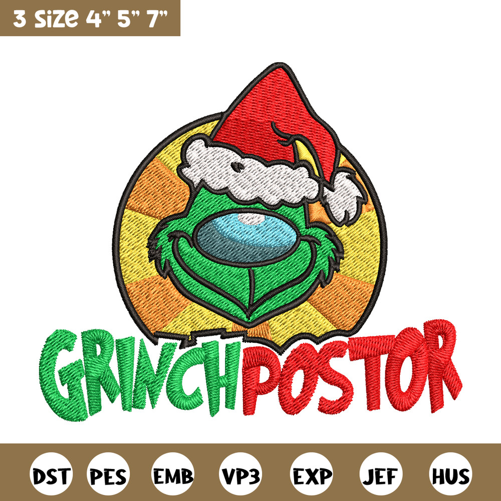 Grinch postor Christmas Embroidery design, Grinch christmas Embroidery, Grinch design, Embroidery file, Instant download.jpg