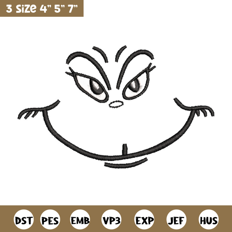 Grinch smile embroidery design,Grinch embroidery, Chrismas design, Embroidery shirt, Embroidery file, Digital download..jpg