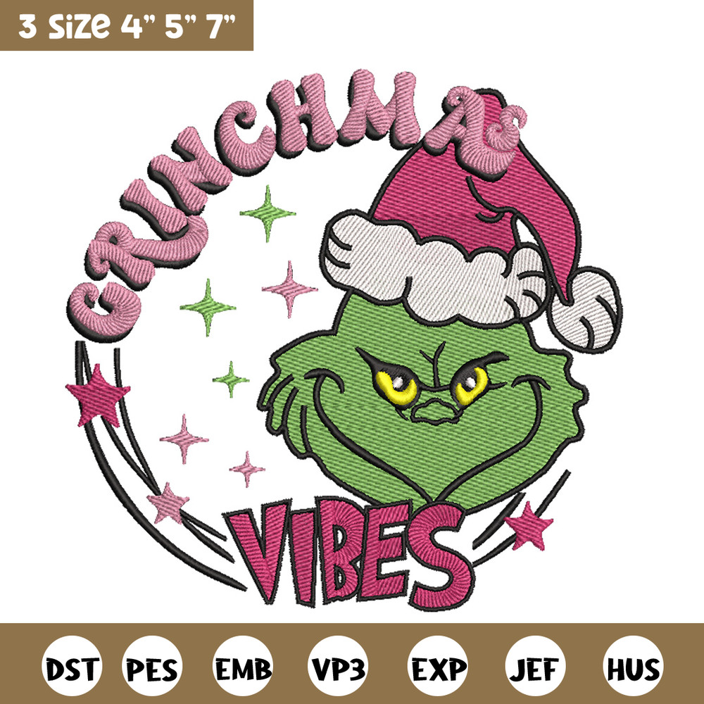 Grinch vibes embroidery design, Grinch embroidery, Chrismas design,Embroidery shirt, Embroidery file, Digital download.jpg