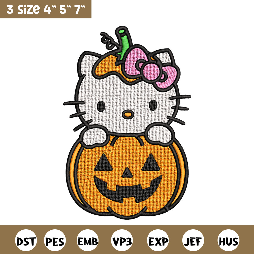 Hello Kitty With Pumpkin Embroidery design, Hellokitty Embroidery, cartoon design, Embroidery File, Digital download.jpg