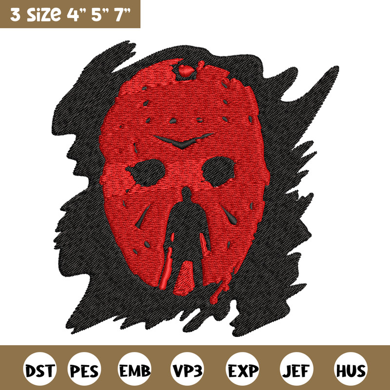 Jason Voorhees Embroidery design, Horror Embroidery, horror design, Embroidery File, logo shirt, Digital download..jpg