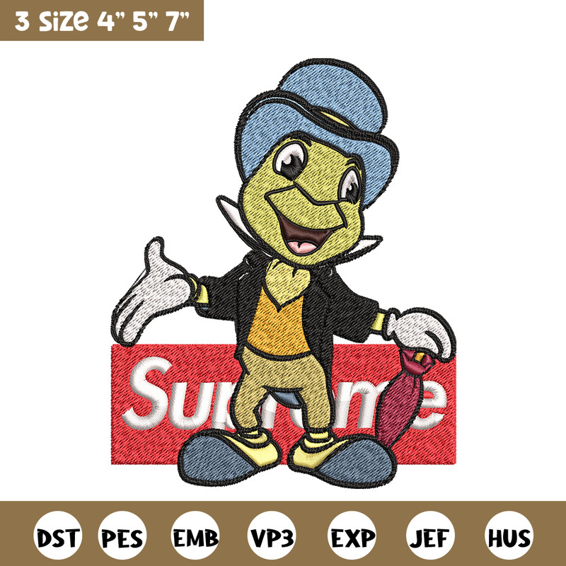 Jimimy cricket supreme Embroidery design, Jimimy cricket Embroidery, cartoon design, Embroidery File, Instant download..jpg